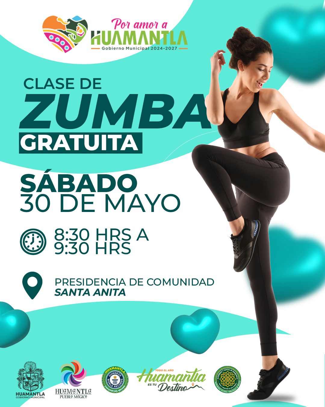 Invita Gobierno Municipal de Huamantla a clase gratuita de zumba en Santa Anita